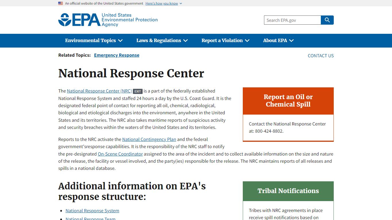 National Response Center | US EPA